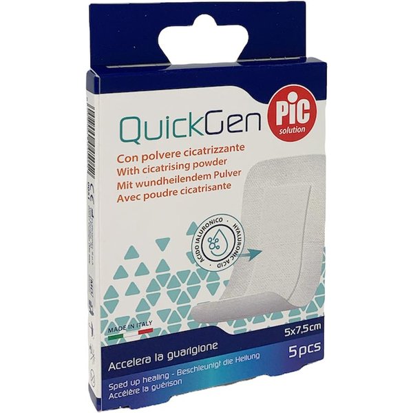 Pic Quickgen - Cerotto Con Polvere Cicatrizzante 5X7.5Cm, 5 Pezzi-image