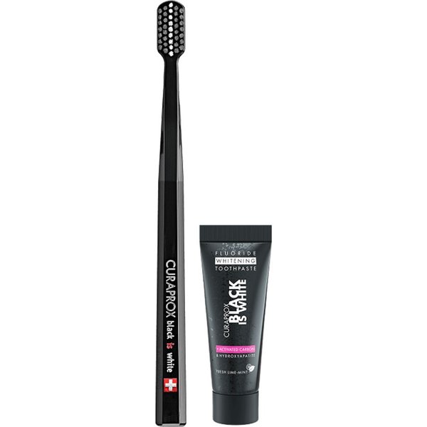 Curaprox Black Is White - Set Spazzolino Nero + Dentifricio Sbiancante 10Ml-image