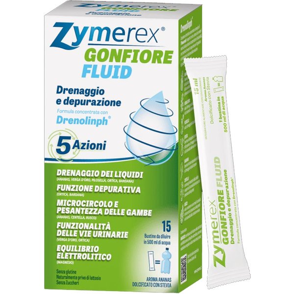 Zymerex Gonfiore - Fluid Integratore Alimentare Depurativo, 15 Bustine-image