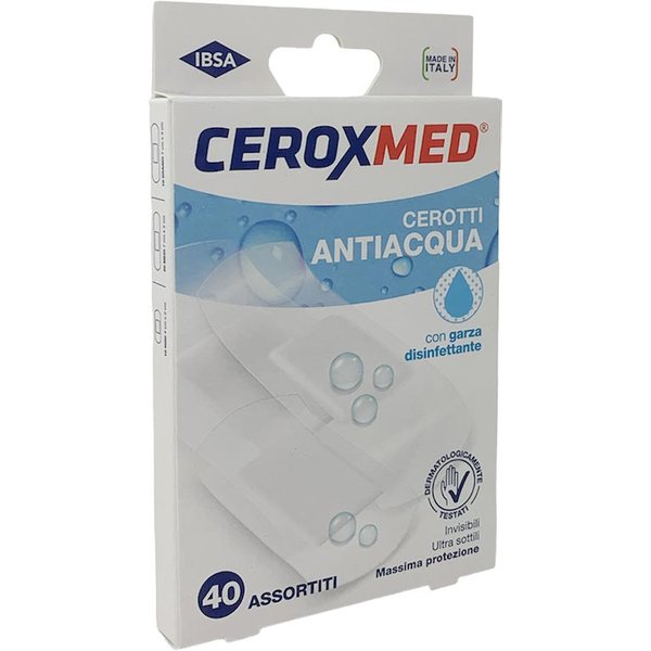 Ceroxmed Cerotti Anti-Acqua Con Garza Disinfettante, 40 Cerotti Assortiti-image