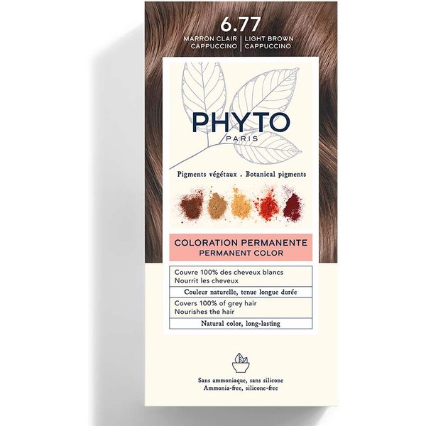 Phyto Phytocolor 6.77 Marrone Chiaro Cappuccino - Colorazione Permanente Ai Pigmenti Vegetali, 1 Kit-image