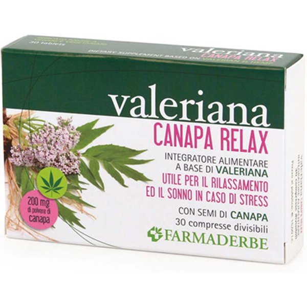 Farmaderbe Valeriana Canapa Relax Formula Fitoterapica, 30 Compresse Divisibili-image