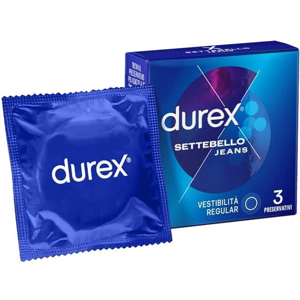 Durex Settebello - Jeans Profilattico Vestibilità Regular, 3 Preservativi-image