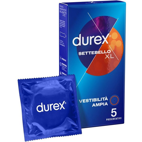 Durex Settebello - XL Extralarge Profilattico Vestibilità Ampia, 5 Preservativi-image