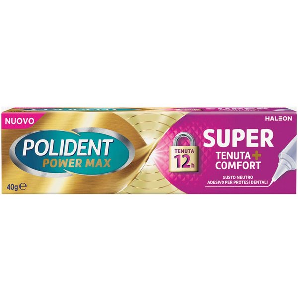 Polident Power Max Super Tenuta+Comfort Adesivo Protesi Dentale, 40G-image