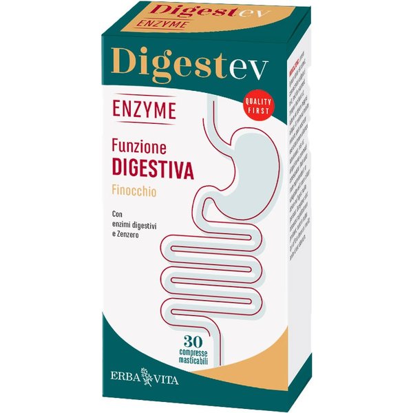 Erba Vita Ev Gastrointestinale - Digest-Ev Enzyme Integratore, 30 Compresse-image