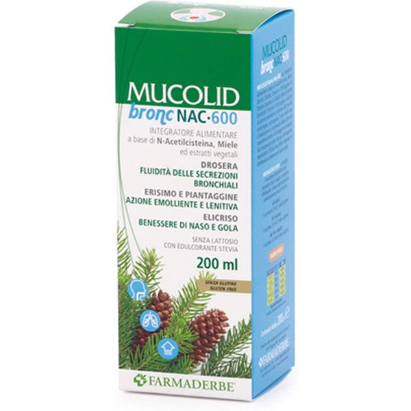 Farmaderbe Mucolid Bronc Nac 600 Integratore Fluidificante Mucolitico, 200Ml-image