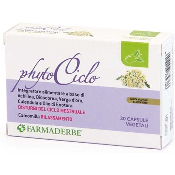 Farmaderbe Phyto Ciclo - Integratore Senza Glutine Per Il Ciclo Mestruale, 30 Capsule Vegetali-image