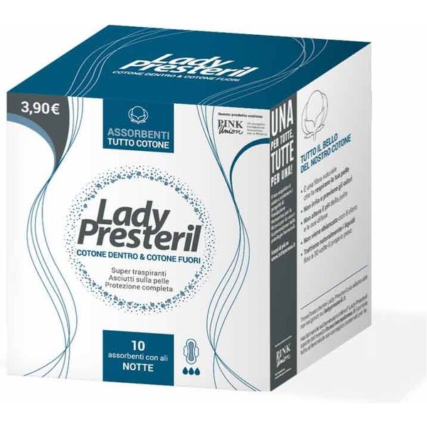 Lady Presteril Assorbenti Esterni Notte Con Ali In Puro Cotone, 10 Pezzi-image