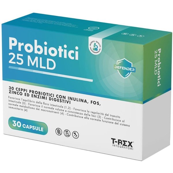 Mylab Nutrition T-Rex Probiotici 25 Mld - Integratore Per La Flora Intestinale, 30 Capsule-image