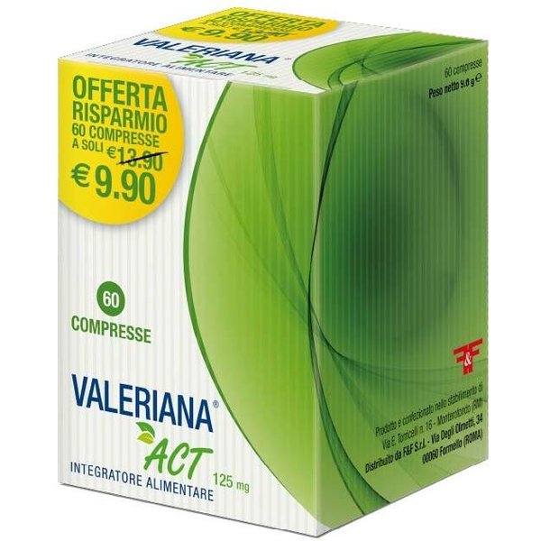 F&F Valeriana Act 125 Mg - Integratore Rilassamento E Benessere Mentale, 60 Compresse-image