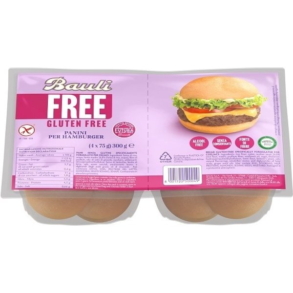 Bauli Free - Panini Hamburger Senza Glutine Per Celiaci, 4 X 75 G-image