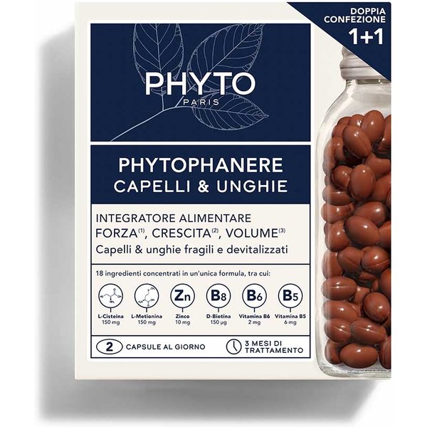 Phyto Phytophanere - Duo Integratore Caduta Temporanea Capelli E Unghie Forza Crescita Volume, 180 Capsule-image