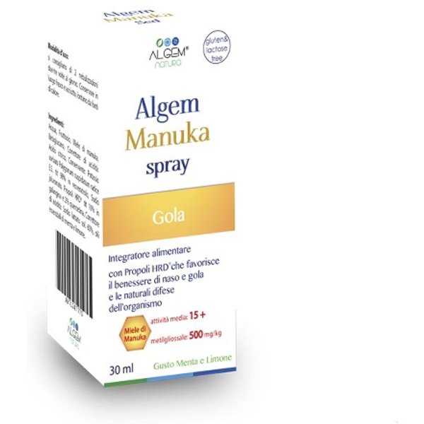 Algem Natura Algem Manuka - Spray Gola Senza Glutine Per Il Benessere Di Naso E Gola, 30 Ml-image