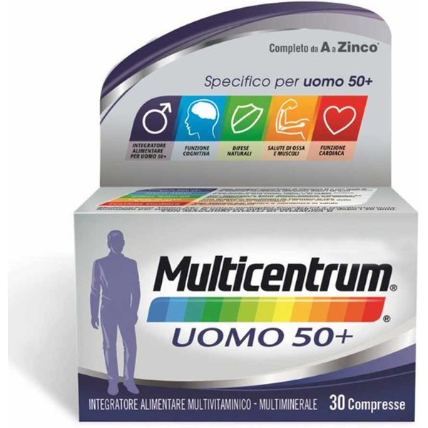 Multicentrum Uomo 50+ Integratore Vitamine Minerali Vitamina C B6 Zinco, 30 Cpr-image