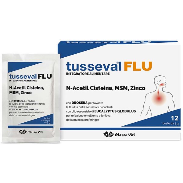 Tusseval Flu Integratore Alimentare Secrezioni Bronchiali, 12 Bustine-image