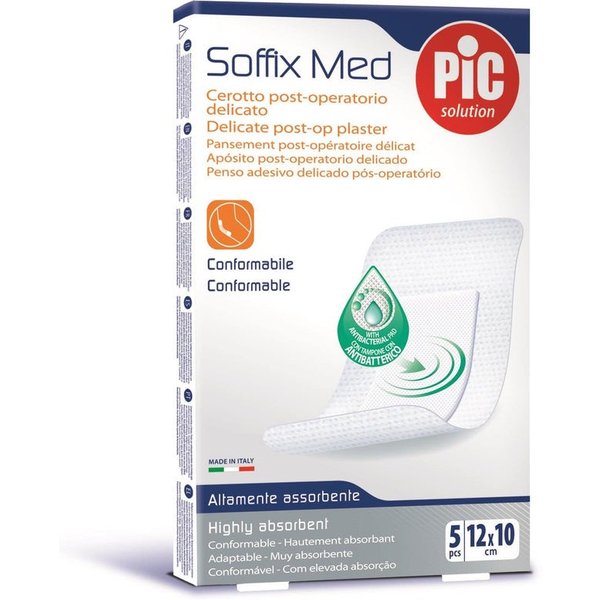 Pic Soffix Med - Cerotto Post-Operatorio Delicato 12X10 Cm, 5 Medicazioni-image