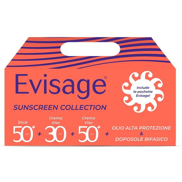 Evisage Sunscreen Collection Cofanetto Solari Viso + Stick + Olio + Doposole + Pochette-image