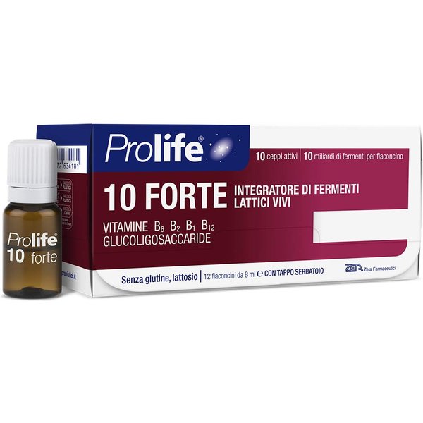Prolife 10 Forte - Integratore Di Fermenti Lattici Per La Flora Batterica, 12 Flaconcini Da 8 Ml-image