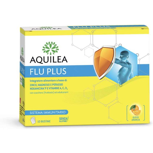 Aquilea Flu Plus Integratore Sistema Immunitario Gusto Arancia, 10 Bustine-image