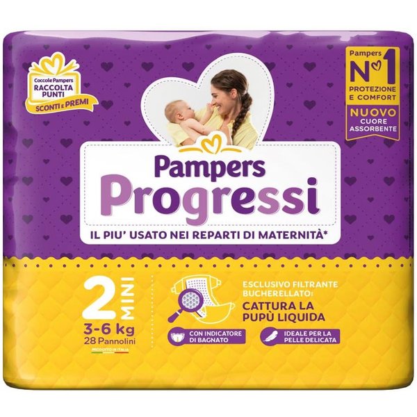 Pampers Progressi - Mini Pannolino Taglia 2 3-6 Kg, 28 Pannolini-image