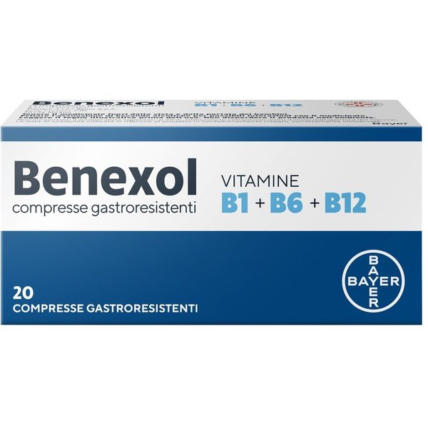 Bayer Benexol Trattamento Per Carenza Di Vitamine B A Base Di Vitamina B1 B6 B12, 20 Compresse Gastroresistenti-image