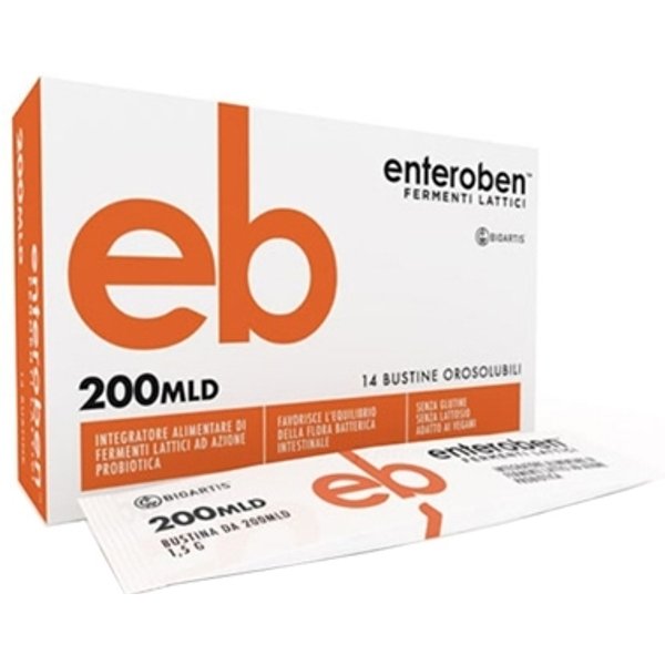 Bioartis Enteroben 200 Mld - Integratore Di Fermenti Lattici Per La Flora Intestinale, 14 Bustine-image