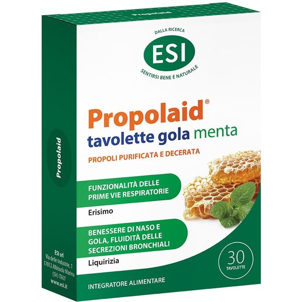 Esi Propolaid - Propolgola Integratore Propoli Per Naso Gola Menta, 30 Tavolette-image