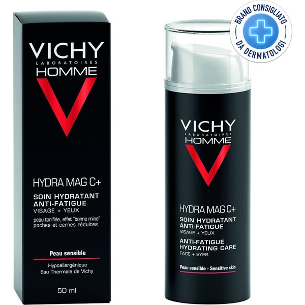 Vichy Homme - Hydra Mag C + Trattamento Idratante Anti-Fatica Viso + Occhi, 50Ml-image