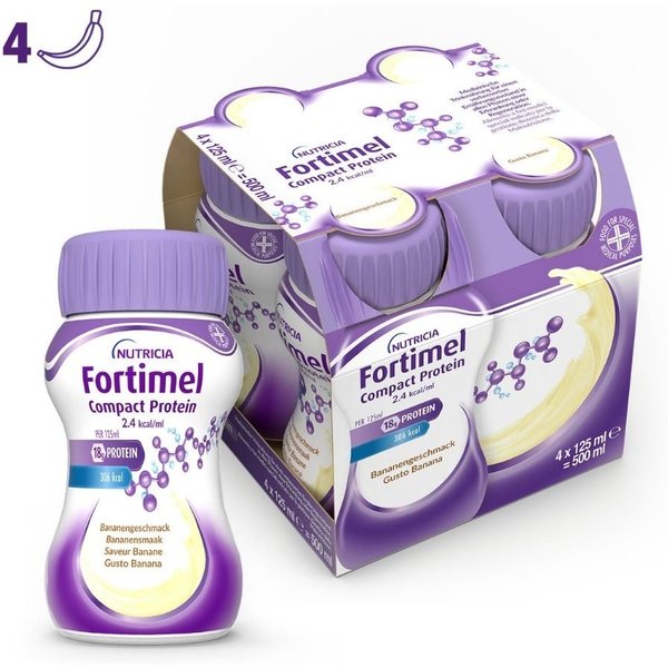 Nutricia Fortimel Compact Protein Supplemento Nutrizionale Iperproteico Ipercalorico Gusto Banana, 4X125Ml-image
