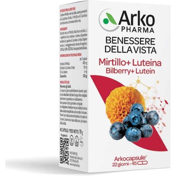 Arkopharma Arkocapsule Mirtillo + Luteina Integratore, 45 Capsule-image