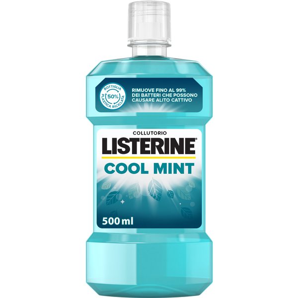 Listerine Cool Mint Collutorio Gusto Menta Con Oli Essenziali Antibatterici Di Menta Timo Betulla Alito Fresco Igiene Orale Completa, 500Ml-image