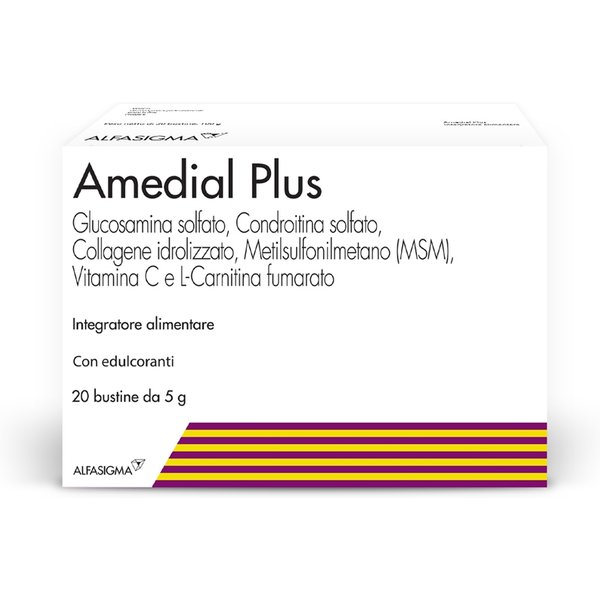 Alfasigma Amedial Plus Integratore Collagene Ossa E Cartilagini, 20 Bustine-image