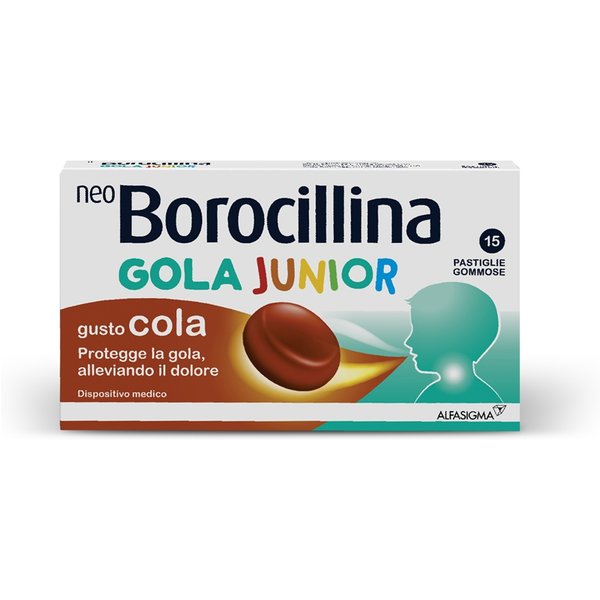 Alfasigma Neoborocillina Gola Junior 6-12 Anni Gusto Cola, 15 Pastiglie Gommose-image