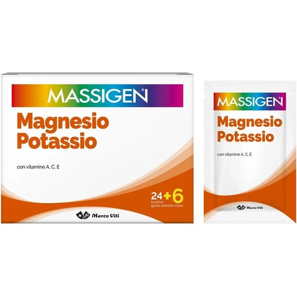 Massigen Magnesio E Potassio Integratore Con Vitamina A C Ed E, 30 Bustine-image