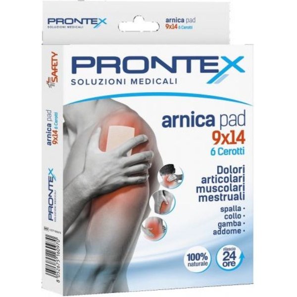Protex Arnica Pad Cerotti Dolori Articolari Muscolari Mestruali Spalla Collo Gambe Addome Misura 9 X 14 Cm, 6 Cerotti-image