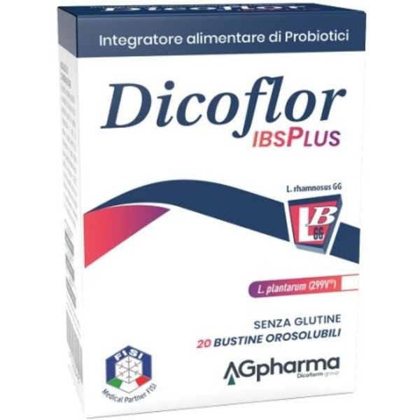 Dicofarm Dicoflor - Ibsplus Integratore Alimentare A Base Di Probiotici, 20 Bustine Orosolubili-image