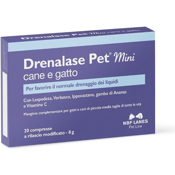 Nbf Lanes Drenalase Pet Mini Mangime Complementare Per Cane E Gatto, 20 Compresse-image