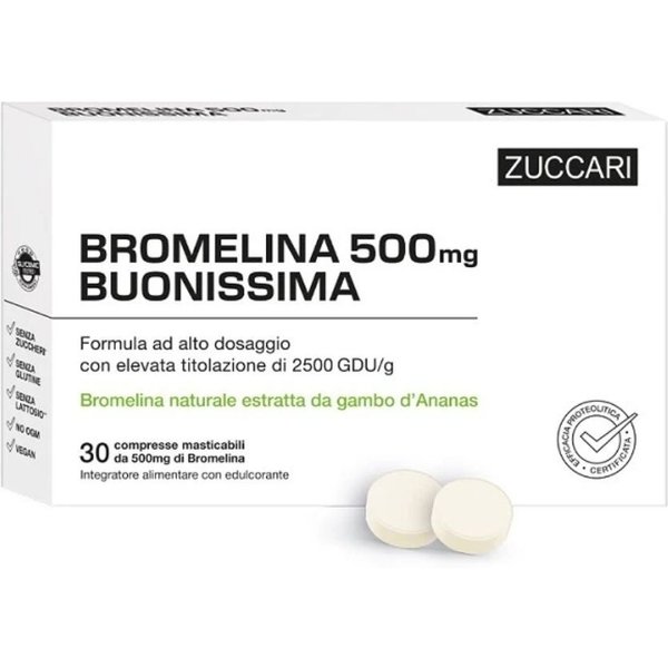 Zuccari Bromelina 500Mg Buonissima Integratore Digestivo E Drenante, 30 Compresse-image