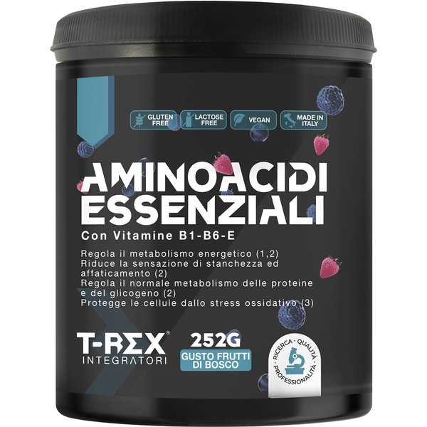 T-Rex EAA Aminoacidi Essenziali Integratore Essential Amino Con Vitamine In Polvere Gusto Frutti Di Bosco, 252G-image