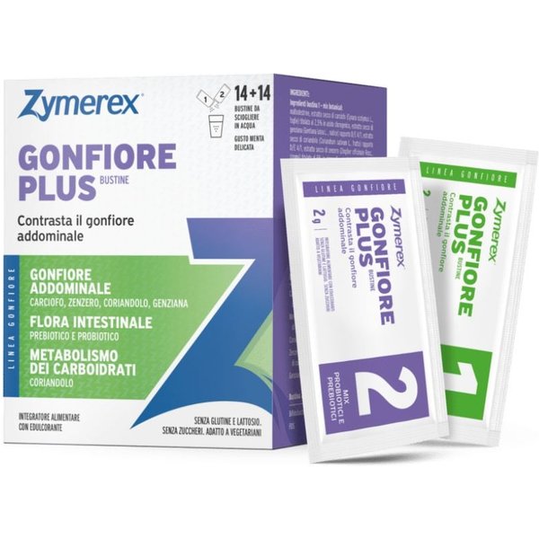 Zymerex Gonfiore Plus - Integratore Alimentare Per Il Gonfiore Addominale, 14+14 Bustine-image