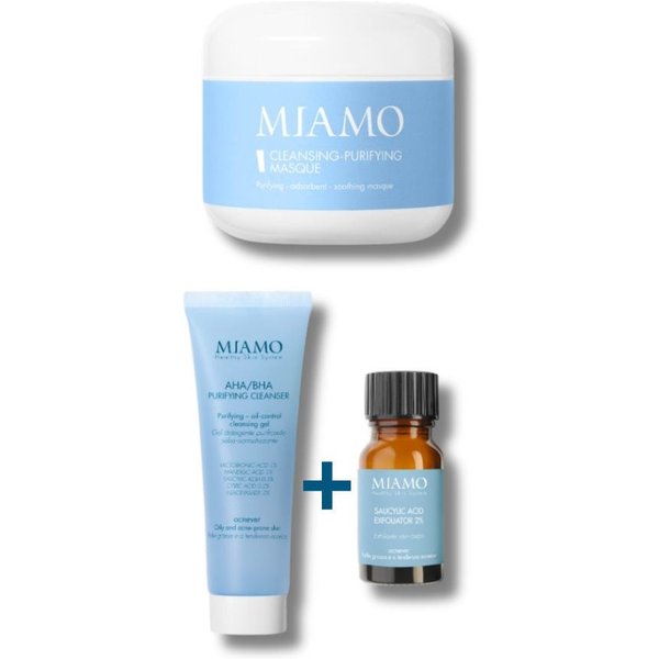 Miamo Protocollo Essenziale Punti Neri Cleansing Masque 60Ml + Aha/Bha Purifying Cleanser 50Ml + Salicylic Acid Exfoliator 10Ml-image