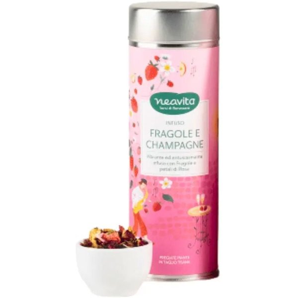 Neavita Fragole E Champagne Infuso Di Frutta Silver Tin Barattolo Sfuso, 100G-image