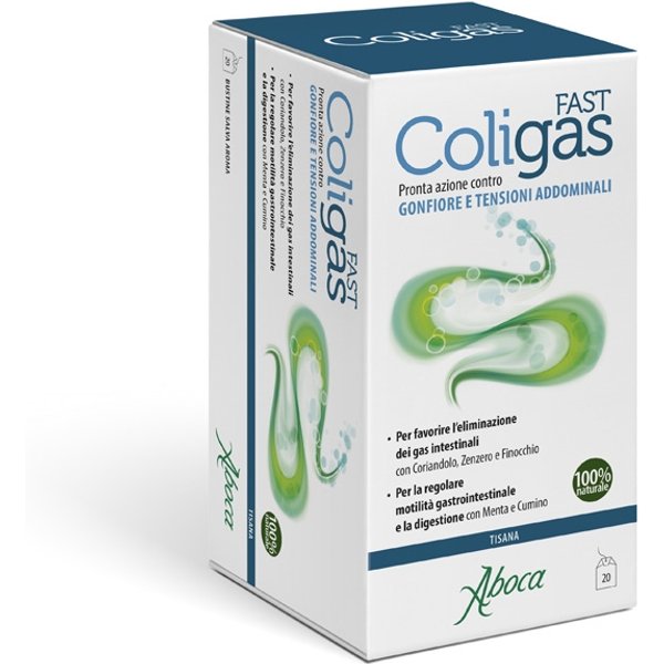 Aboca Coligas Fast Tisana Integratore Gas E Gonfiore Intestinali Apparato Gastrointestinale, 20 Bustine-image