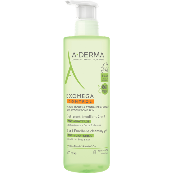 A-Derma Exomega Control - Gel Detergente Emollinete 2 In 1 Per Pelle Secca A Tendenza Atopica Prurito, 500Ml-image