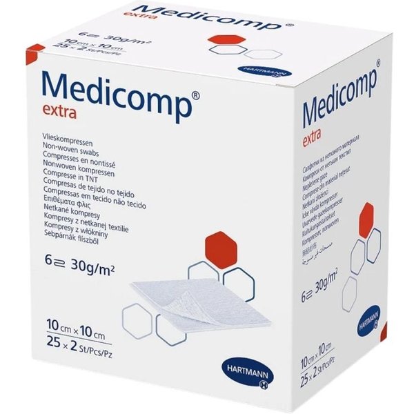 Hartmann Medicomp Extra Compresse In TNT 10 X 10 Cm, 25 Bustine Da 2 Garze-image