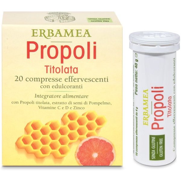 Erbamea Propoli Titolata Integratore Alimentare, 20 Compresse Effervescenti-image