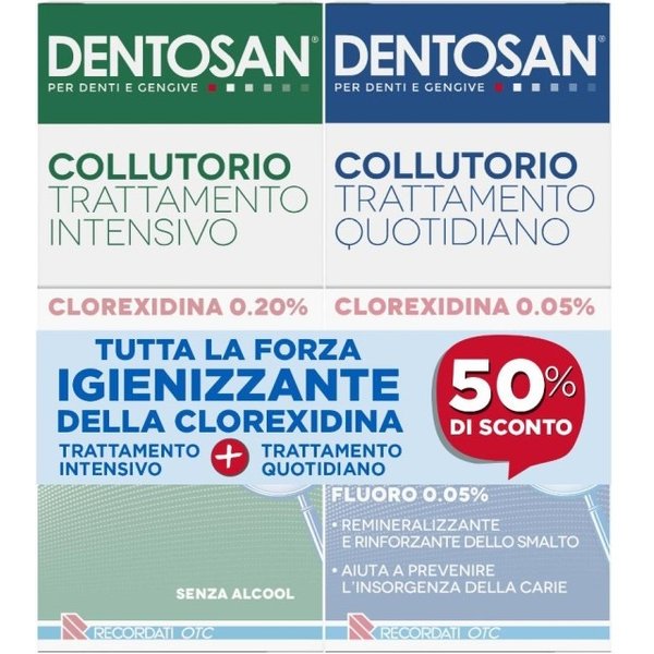 Dentosan Duo Pack Collutorio Intensivo 0,2% Clorexidina 200Ml + Collutorio Quotidiano 0,05% Clorexidina 200Ml-image