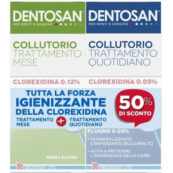 Dentosan Duo Pack Collutorio 0,12% Clorexidina Trattamento Mese 200Ml + Collutorio Quotidiano 0,05% Clorexidina 200Ml-image