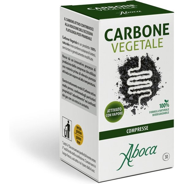 Aboca Carbone Vegetale Integratore Monoconcentrato Apparato Gastrointestinale, 30 Compresse-image